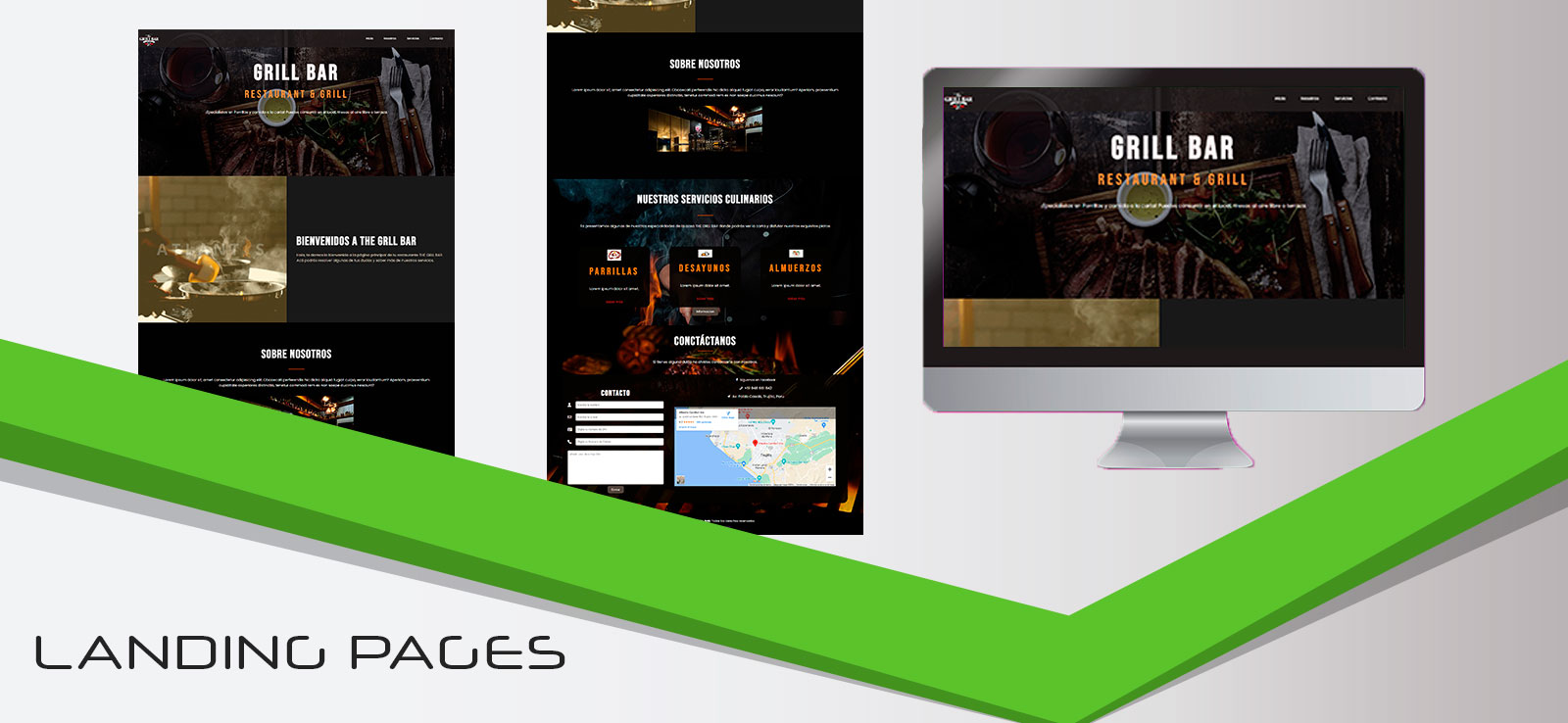 Landing page para restaurante Grill Bar en Trujillo con carta de servicios y formulario de contacto